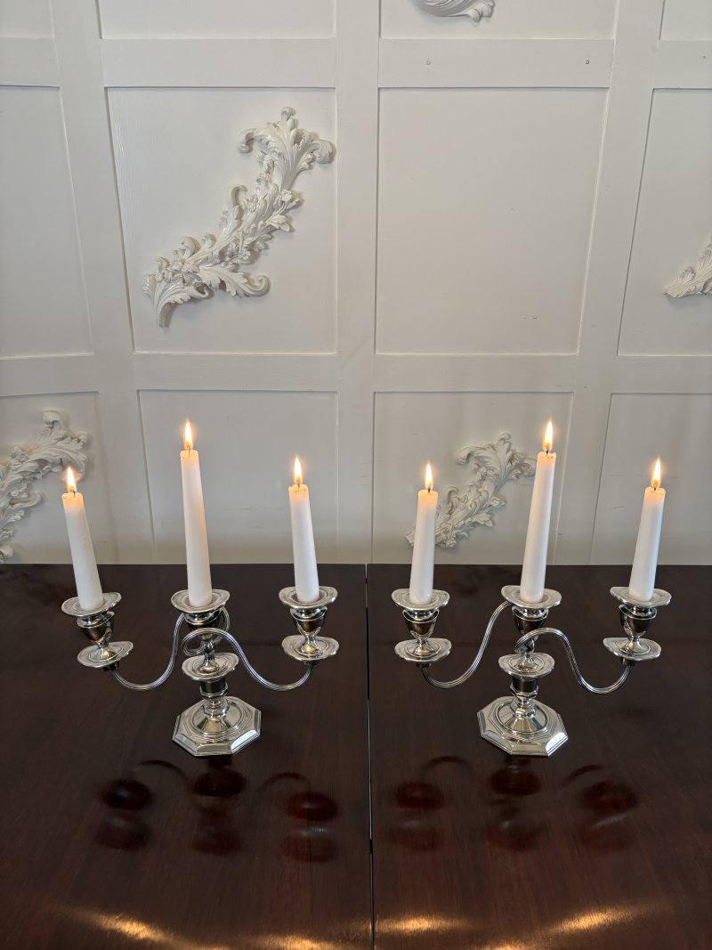 Pair of Antique Edwardian Quality Silver Plated Candelabras - Image 2